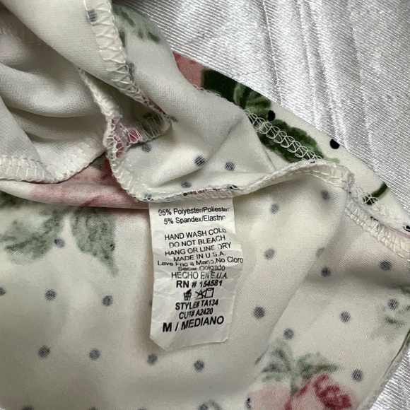 Vintage-Inspired Floral Peplum Top Polka Dot Cottagecore Stretch Blouse M USA - Picture 5 of 9